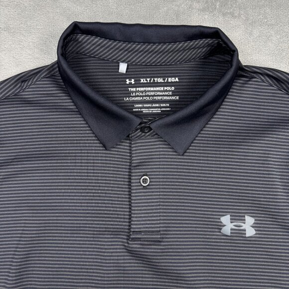 UNDER ARMOUR The Performance Polo Mens Tall Loose Fit Golf Shirt Pinstriped XLT - Picture 1 of 8